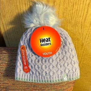 Heat Holders Youth Light Purple Pom Beanie Hat